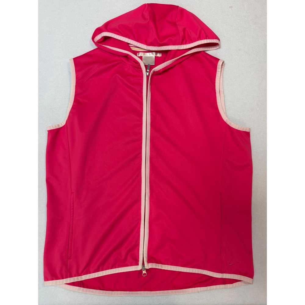 Nike Golf Fit Dry Pink Sleeveless Hooded Full Zip Vest Womens XL 205804-604